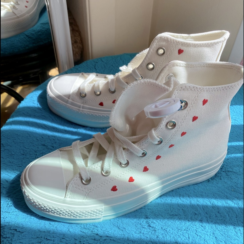 White Converse All Star Valentines Day